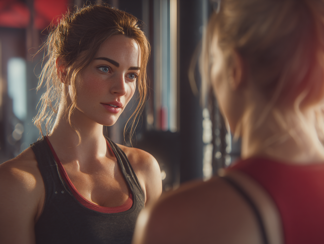 Молода жінка та чоловік середнього віку тренуються з гантелями